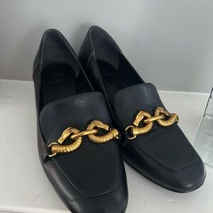 Tory Burch Black Loafers with Gold Horsebit